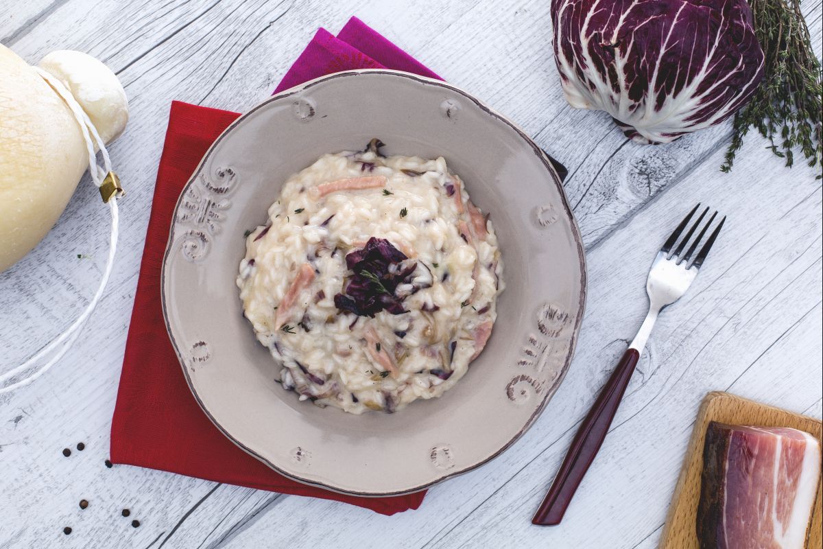 Risotto speck, radicchio y caciocavallo