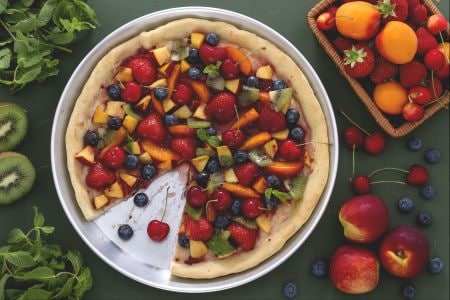 Pizza dulce de frutas