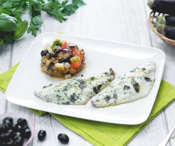 Dorada a las hierbas con caponata