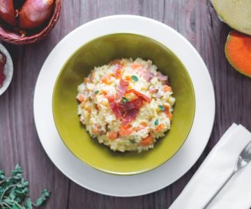 Risotto con jamón y melón