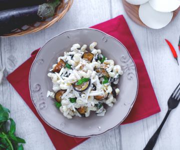 Pasta alla Norma en blanco