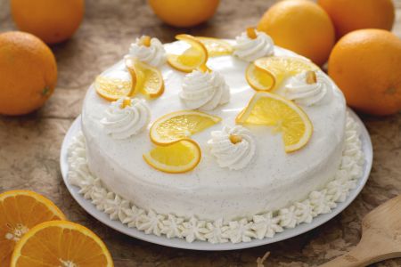 Tarta de naranja con crema de yogur
