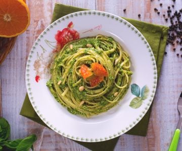 Bavette con pesto de cítricos