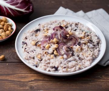 Risotto de radicchio y gorgonzola