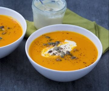 Crema de calabaza y zanahorias