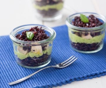 Vasitos de arroz venere y pez espada