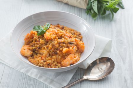Fregola con cigalas y gambas