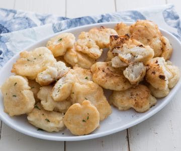 Pizzelle de bacalao y coliflor