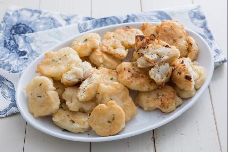 Pizzelle de bacalao y coliflor
