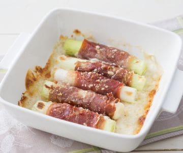Puerros con jamón