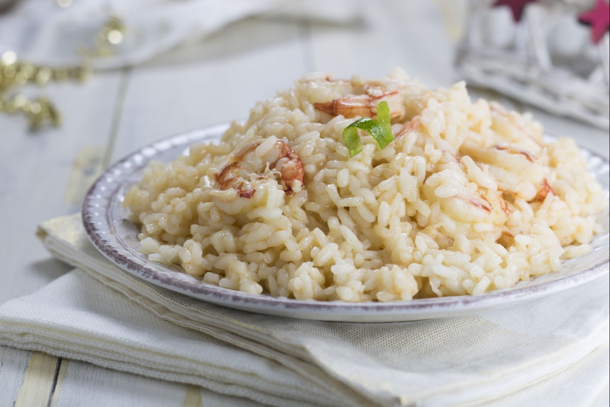 Risotto con gambas, lima y prosecco