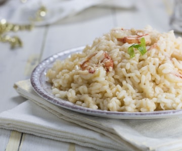 Risotto con gambas, lima y prosecco