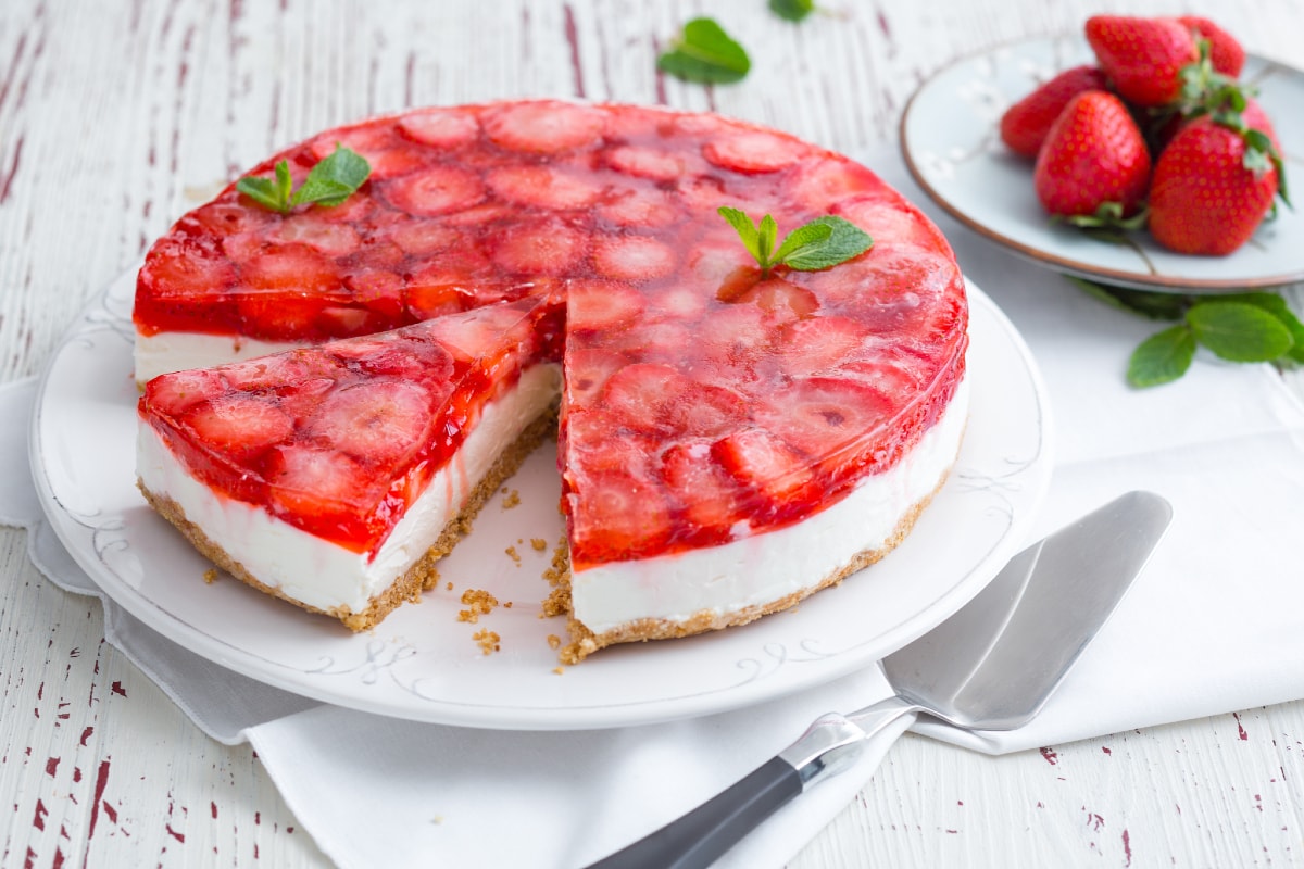 Tarta de queso con fresas sin gluten