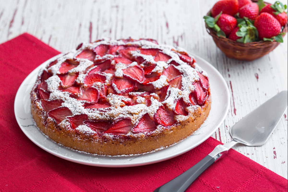 Tarta de espelta y fresas