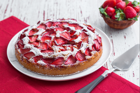Tarta de espelta y fresas