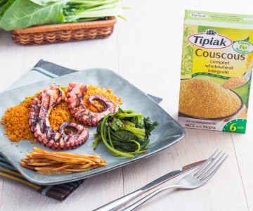 Tentáculos de pulpo con cuscús a la paprika