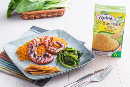 Tentáculos de pulpo con cuscús a la paprika