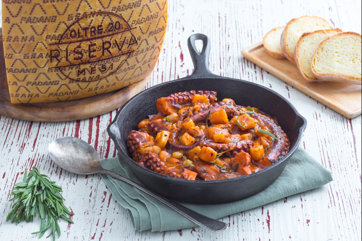 Pulpo y judías guisadas