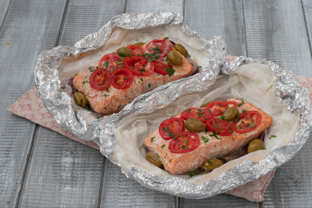 Filetes de salmón en papillote