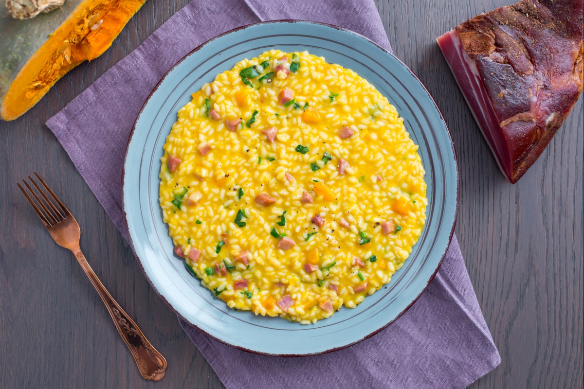 Risotto de calabaza y speck