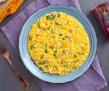 Risotto de calabaza y speck