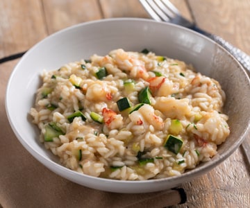 Risotto con gambas y calabacines