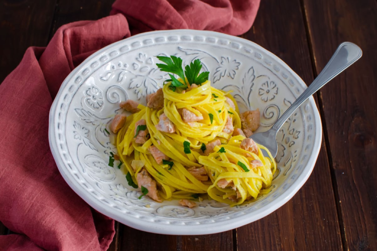 Tagliolini al salmón