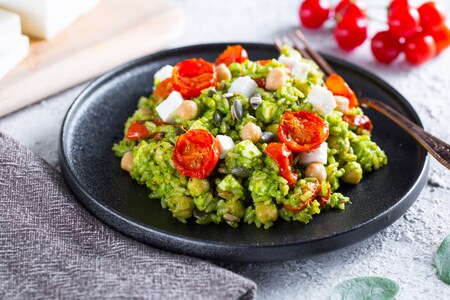 Risotto con pesto de espinacas
