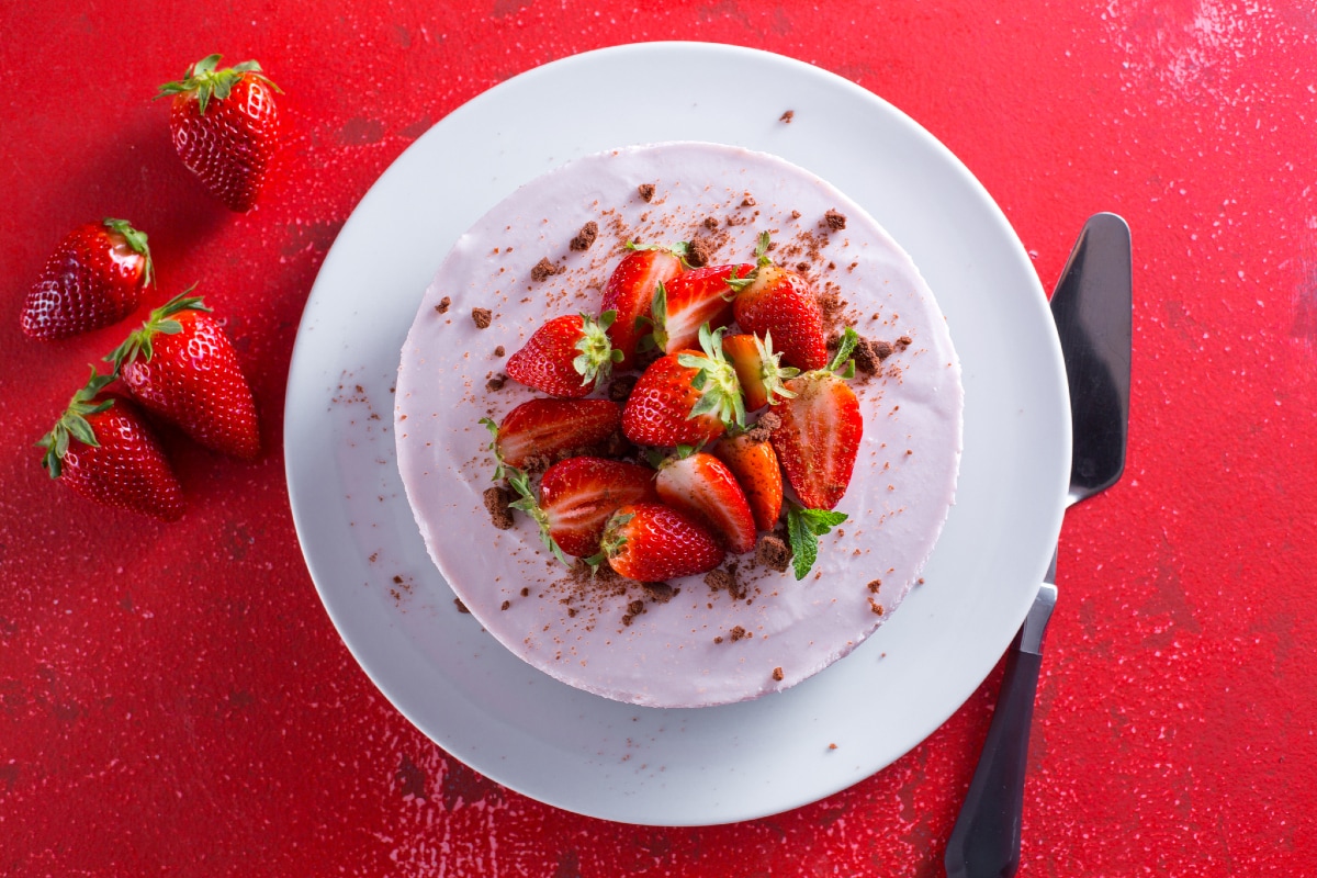 Tarta de queso con fresas