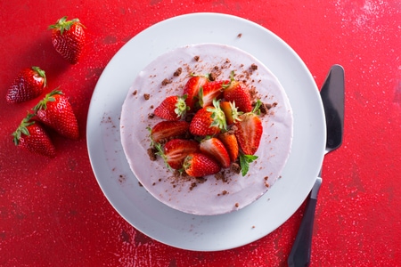 Tarta de queso con fresas