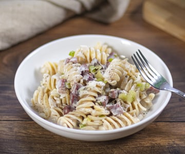 Pasta robiola y speck