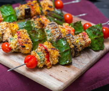 Brochetas de scamorza al bbq