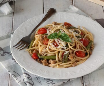 Pasta friggitelli y salchicha