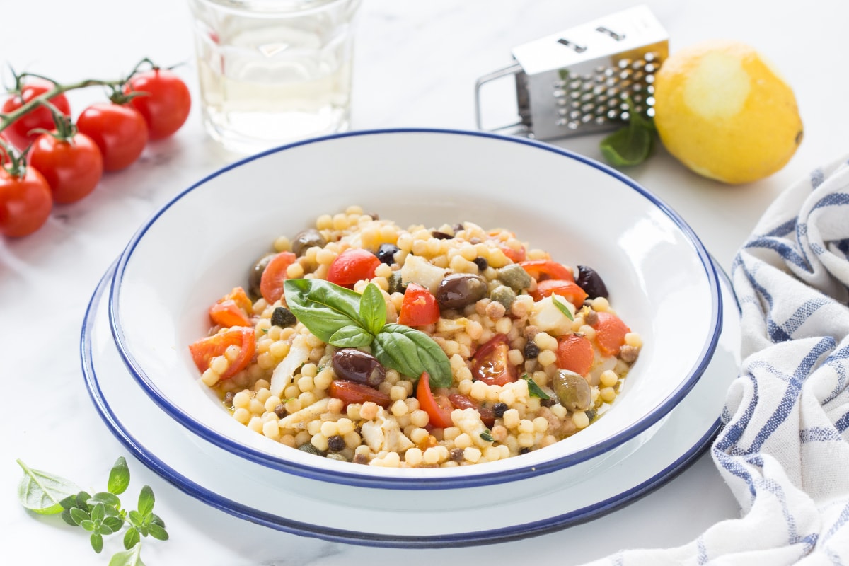 Fregola con bacalao