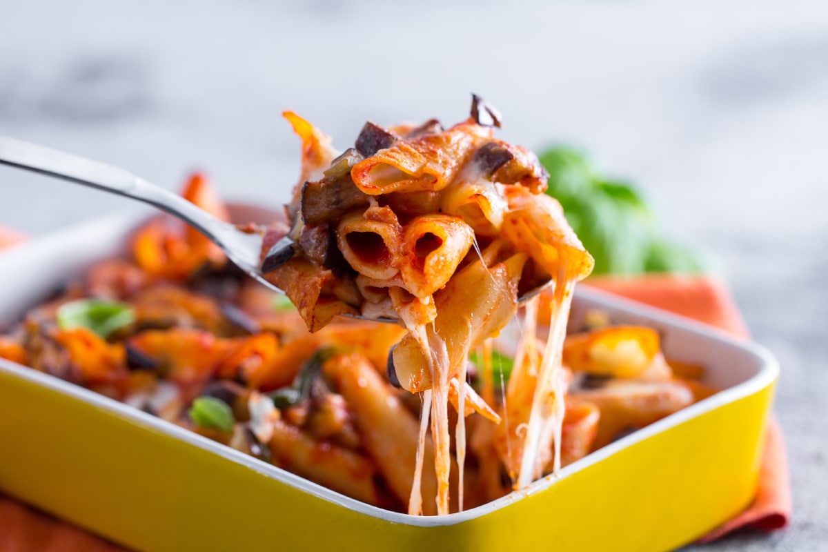 Pasta al horno con berenjenas