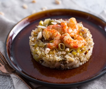 Arroz integral tibio