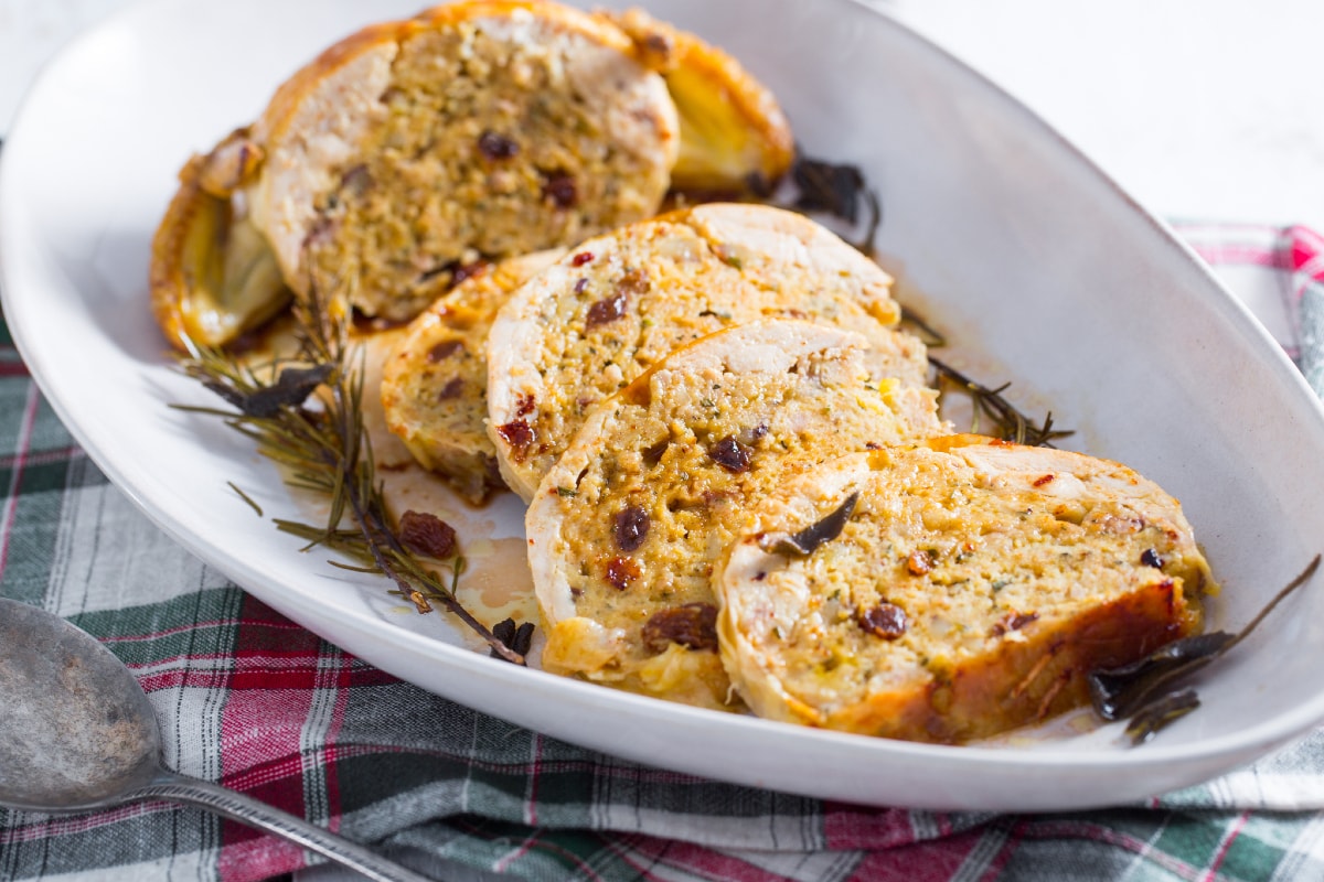 Pollo relleno de fiesta