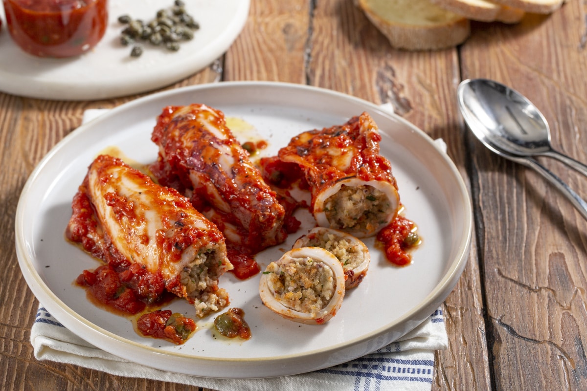 Calamares rellenos en sartén