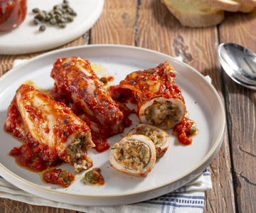 Calamares rellenos en sartén