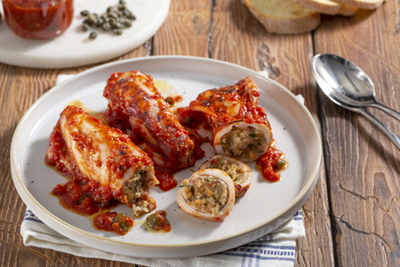 Calamares rellenos en sartén