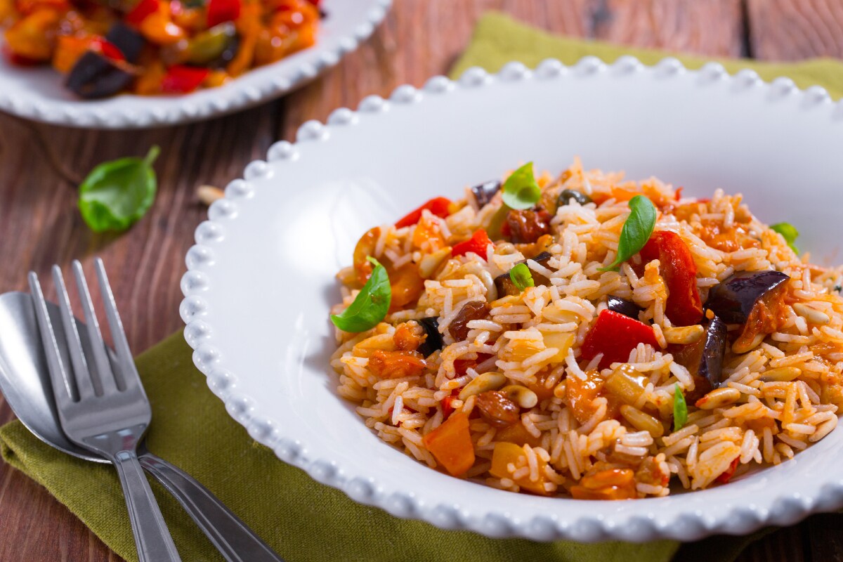 Basmati con caponata de verduras