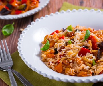 Basmati con caponata de verduras
