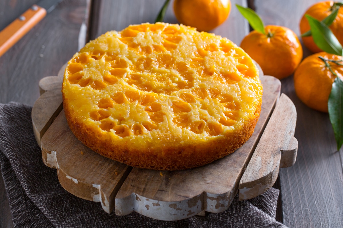Tarta invertida de mandarinas