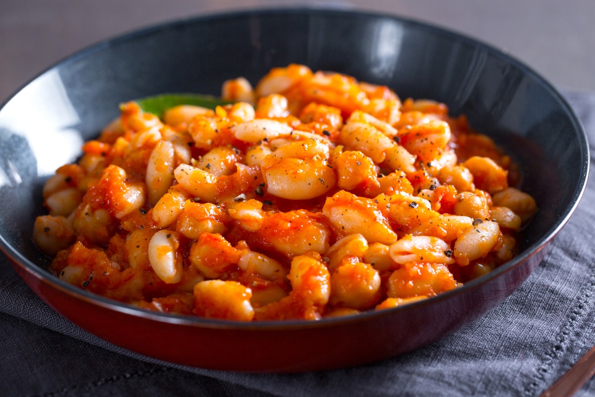 Pasta con ragú de garbanzos