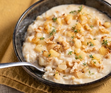 Risotto taleggio peras y nueces