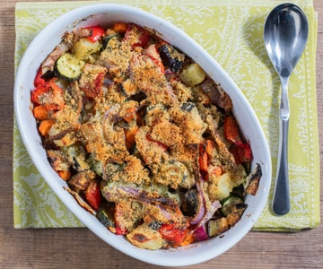 Verduras gratinadas al microondas