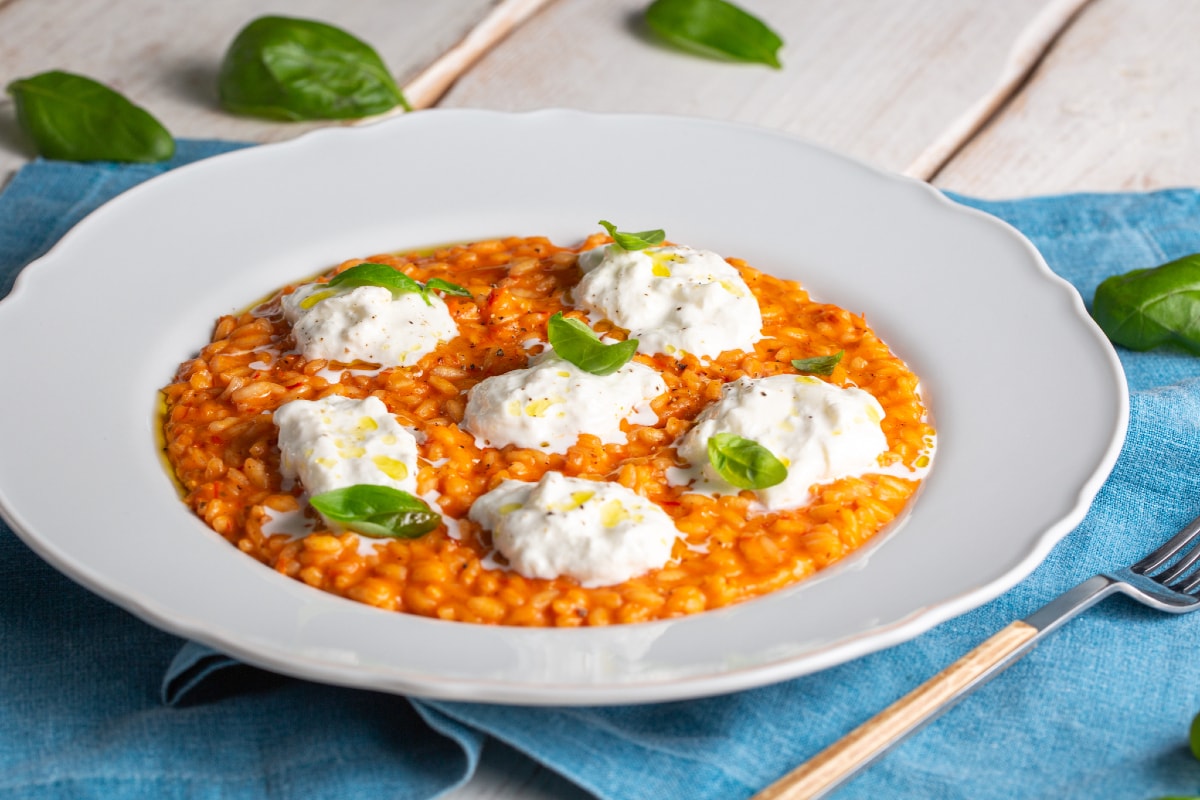Risotto tomatitos y burrata