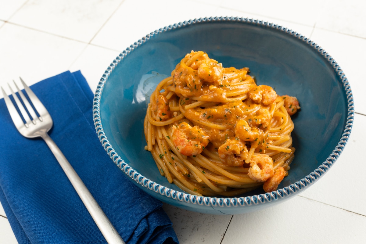 Pasta con gambas