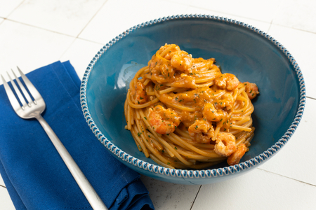 Pasta con gambas