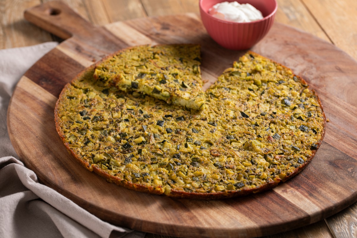 Farinata de guisantes con calabacines